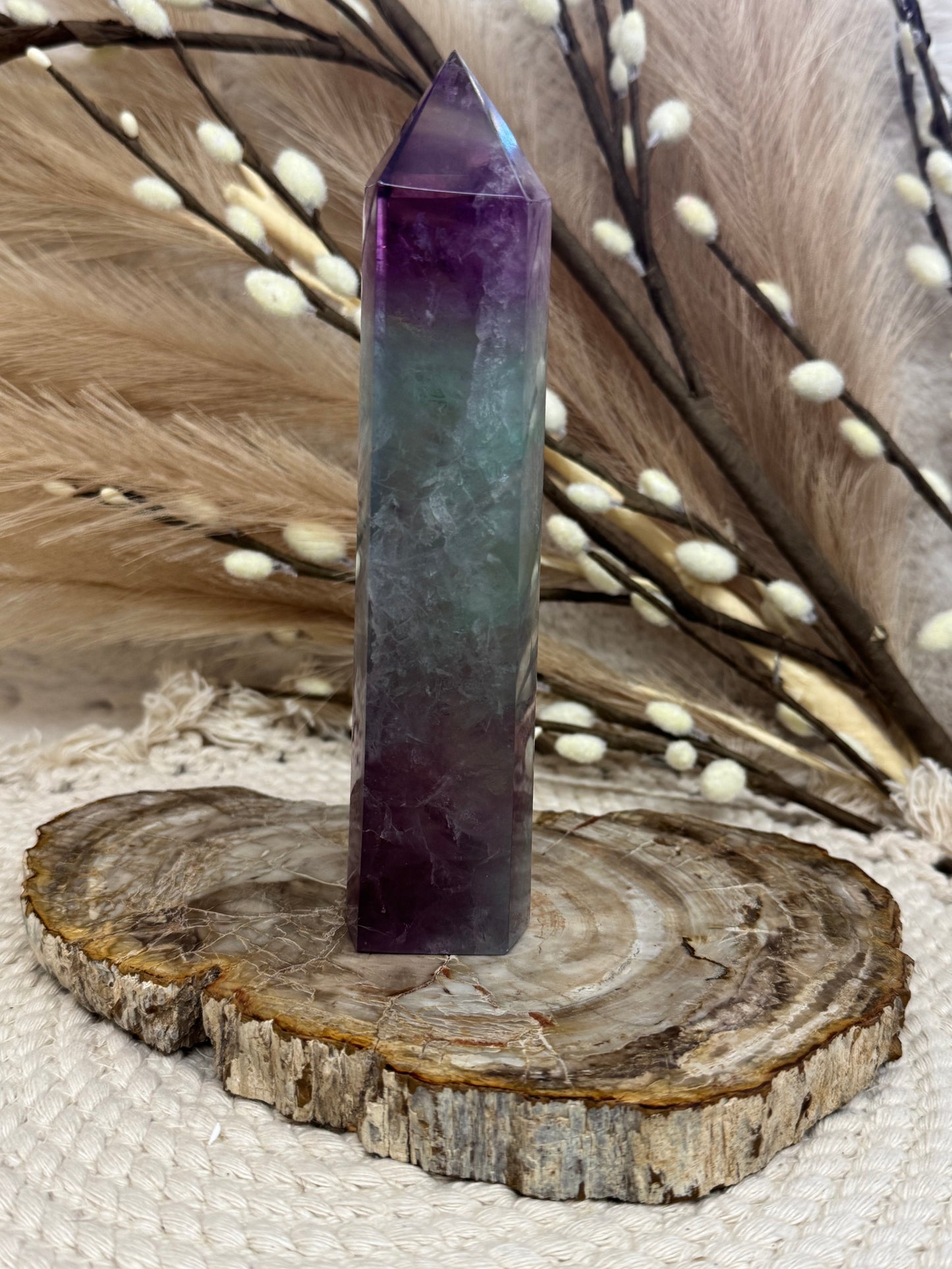 Green and Purple Fluorite Towers