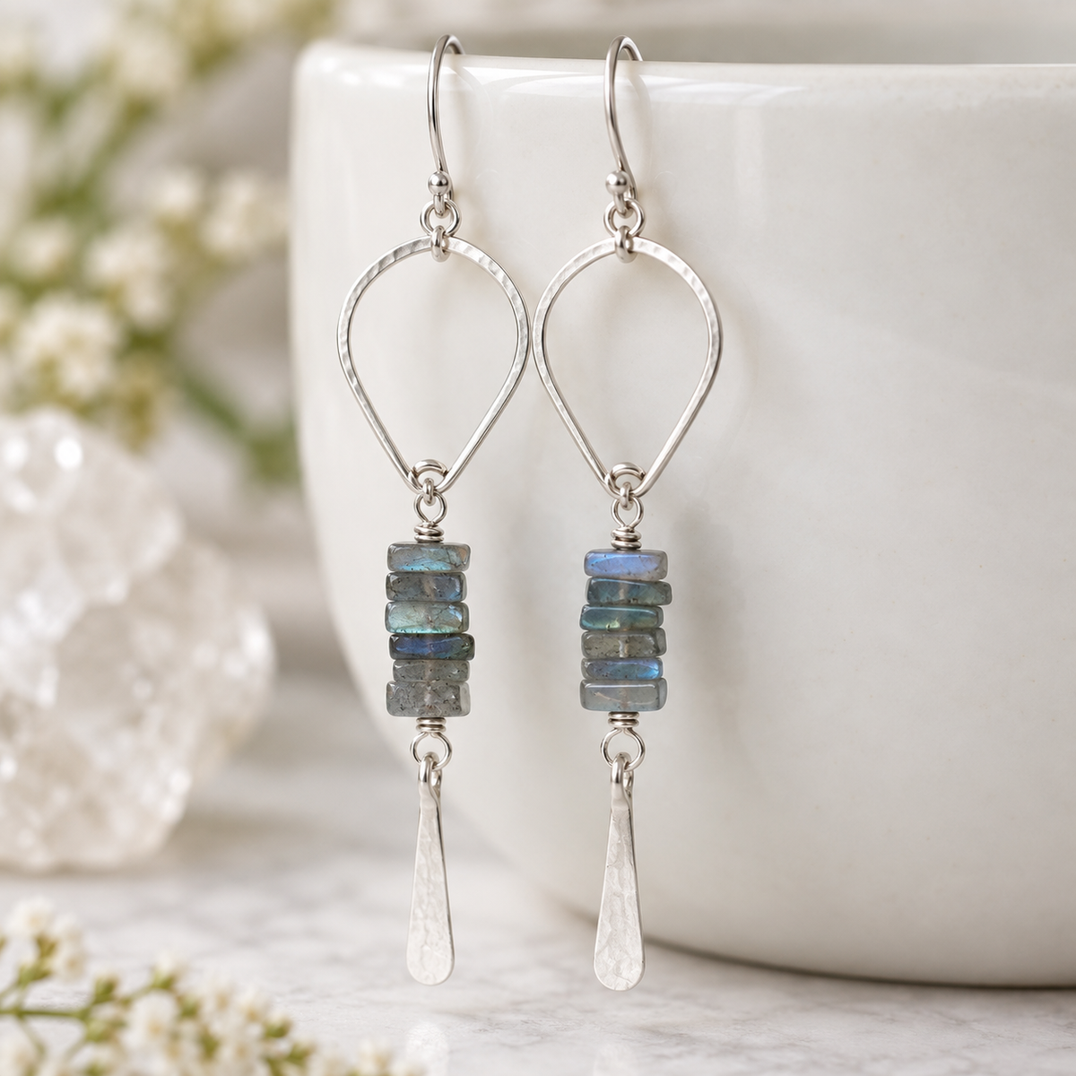 Labradorite Teardrop Sterling Silver - Earrings