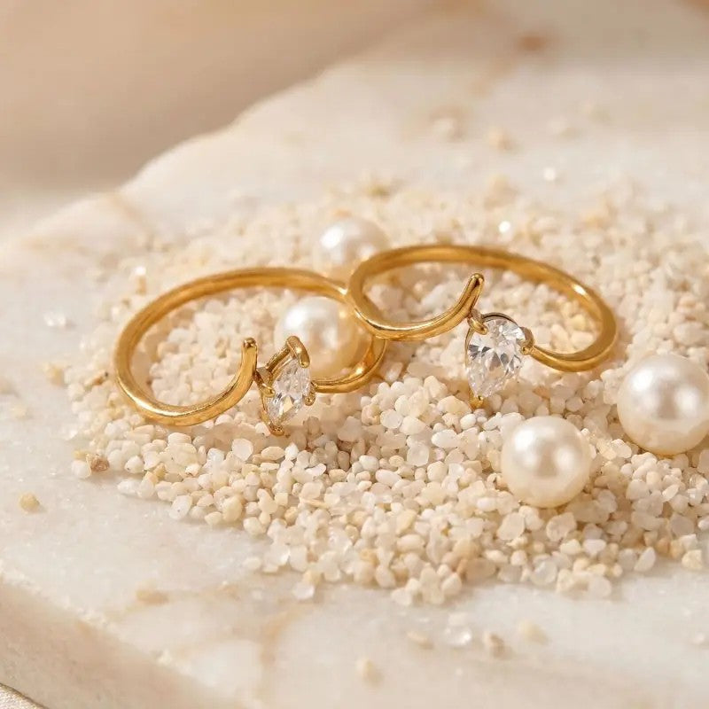 Gold Wave Cubic Zirconia Ring
