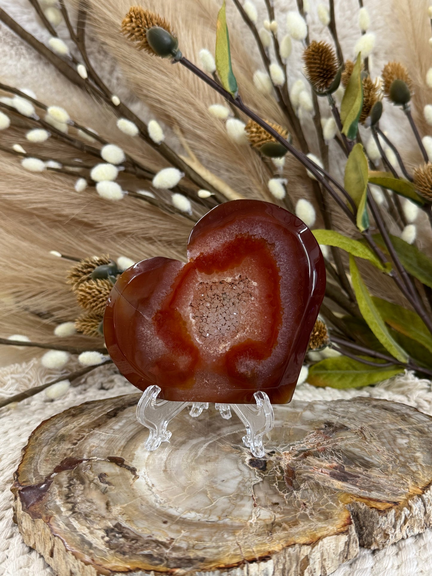 Carnelian Druzy Hearts