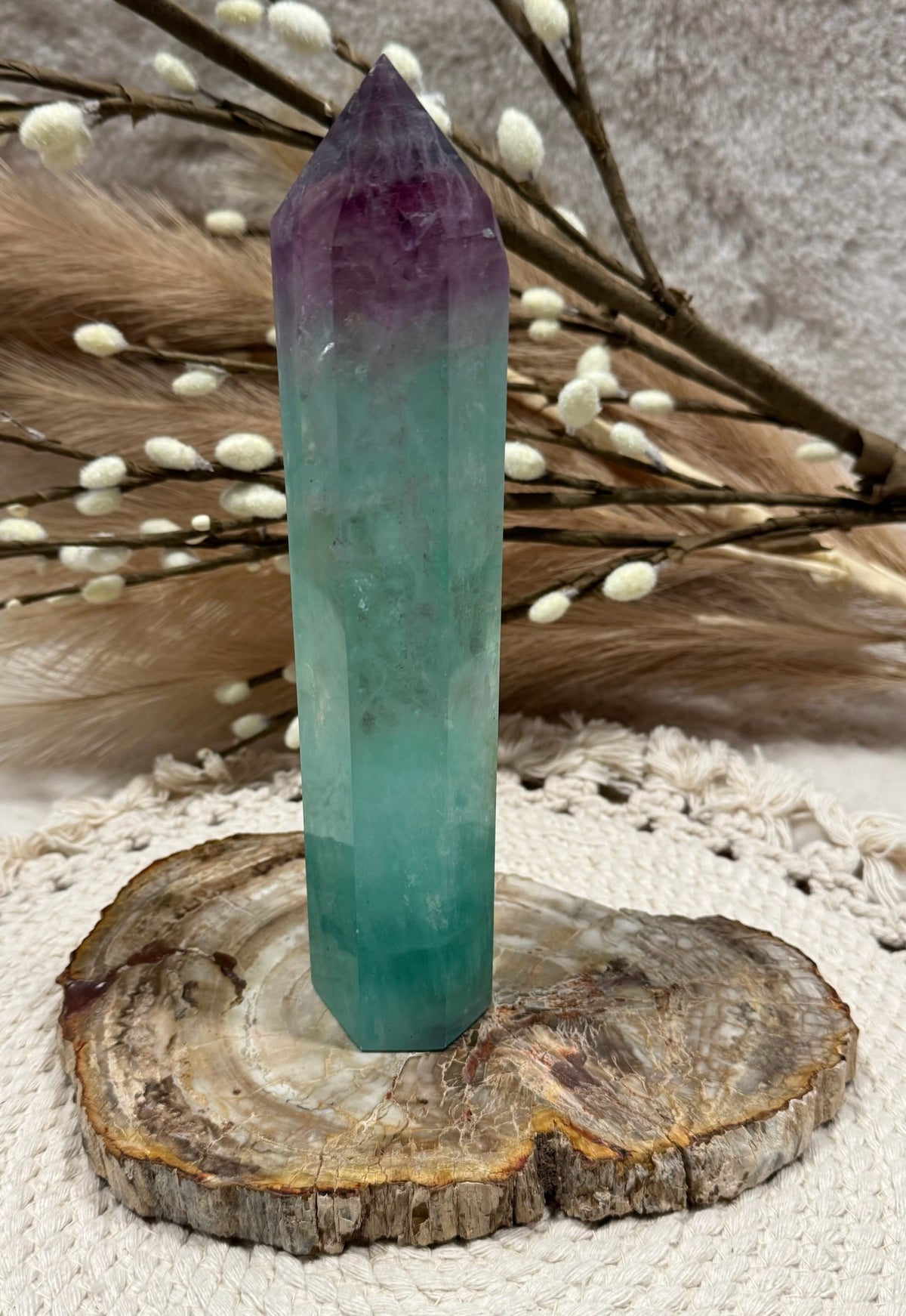 Natural Watermelon Fluorite Tower