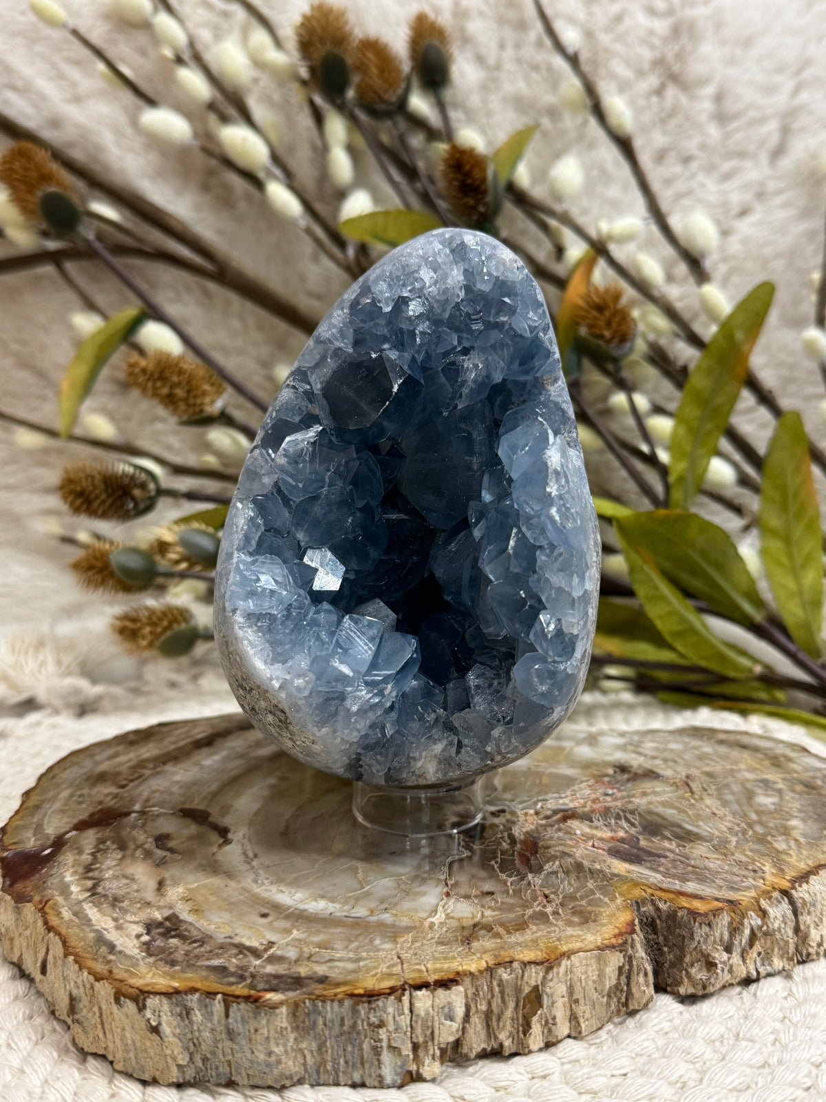 Celestite Druzy Egg