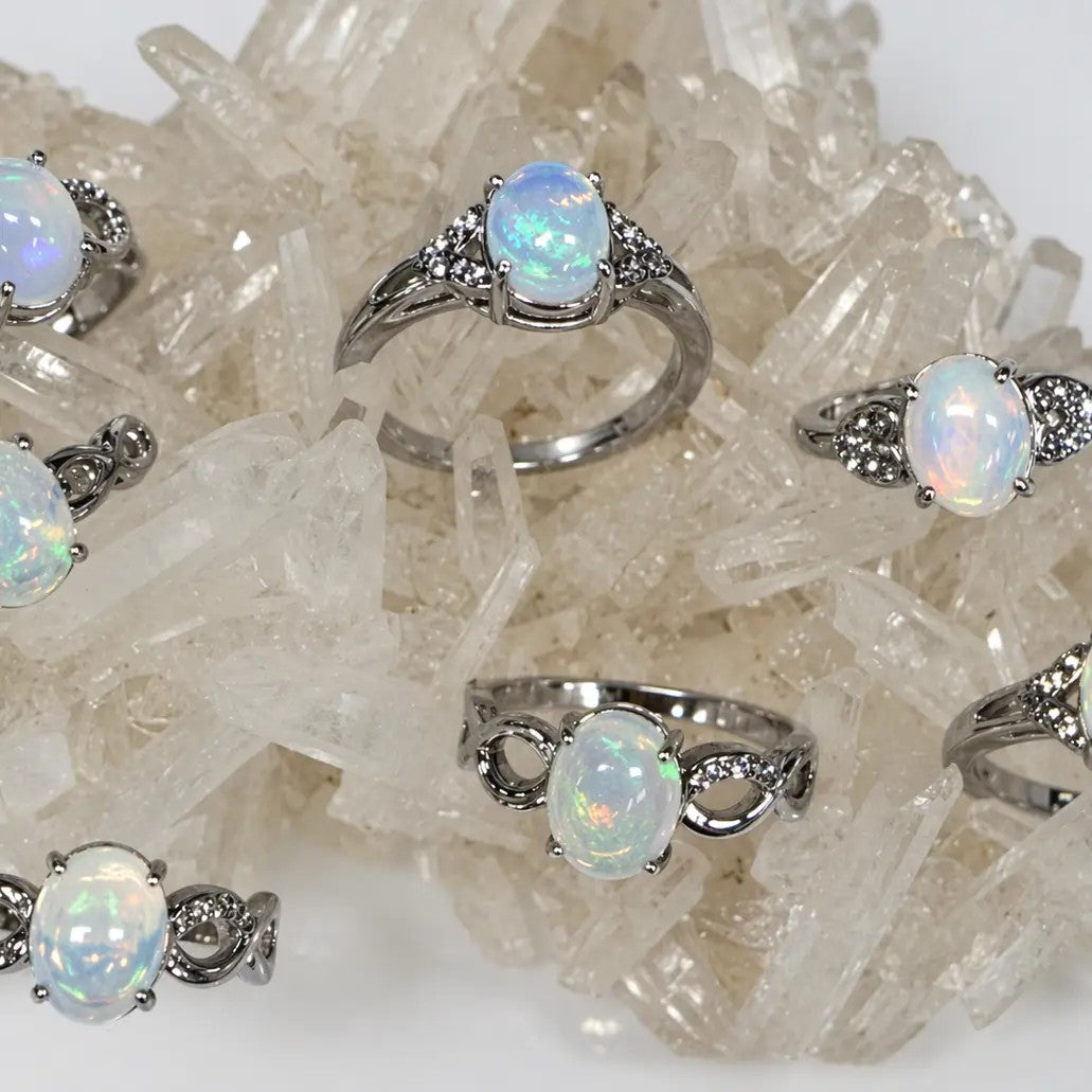 Natural Opal Stainless Steel Rings