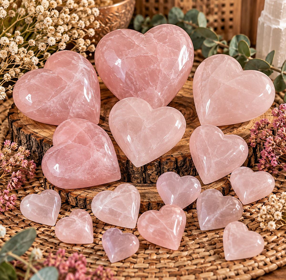 Rose Quartz- Hearts