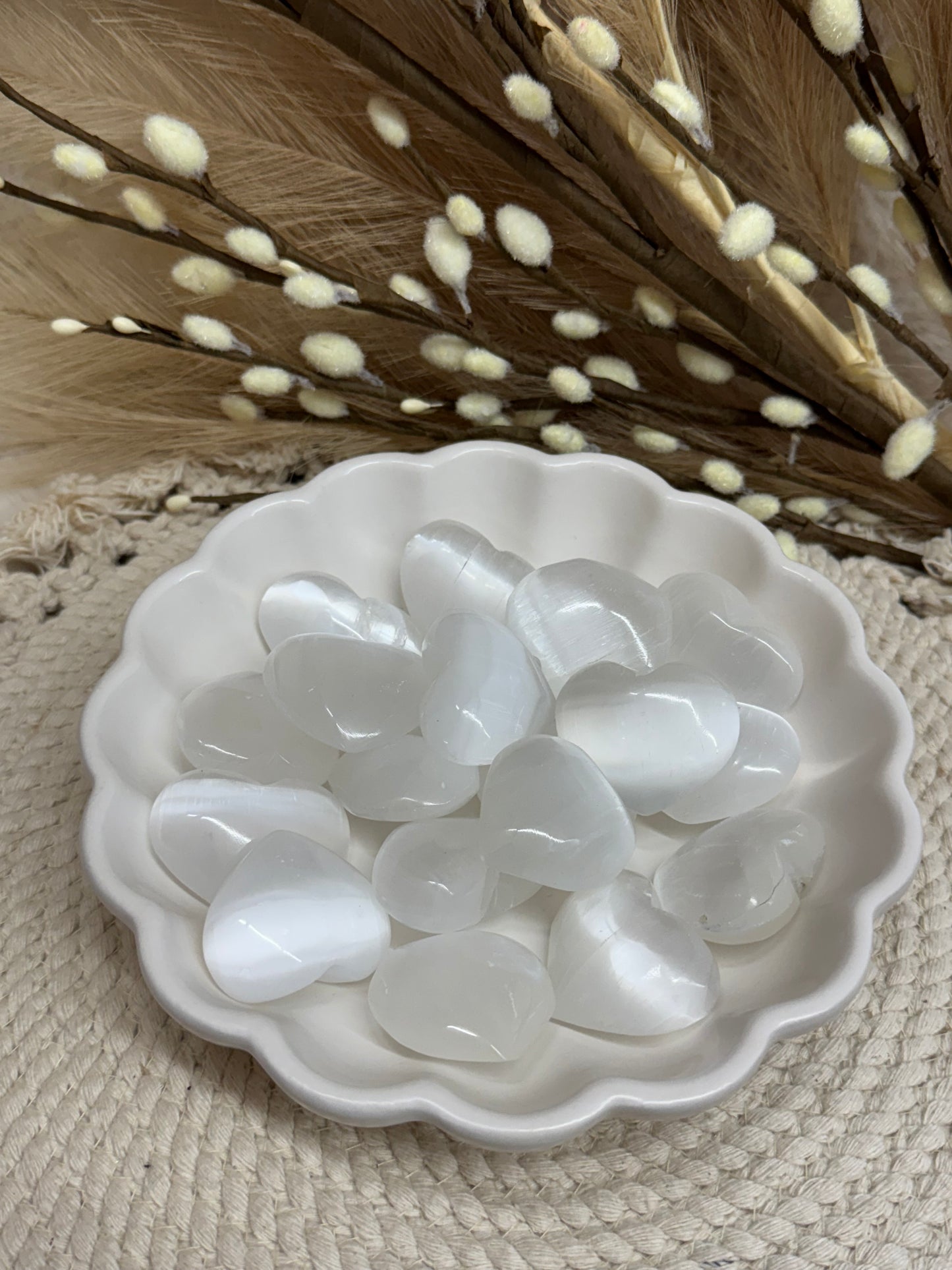 Selenite Hearts - Medium