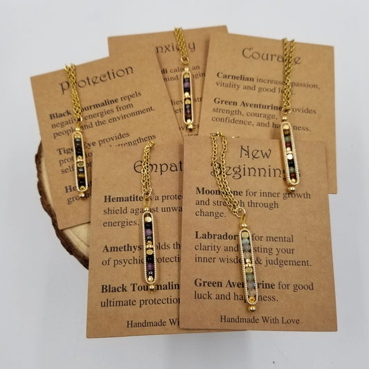 Natural Stone Wishing Bead Gift Necklace with Card – “You Are Loved”