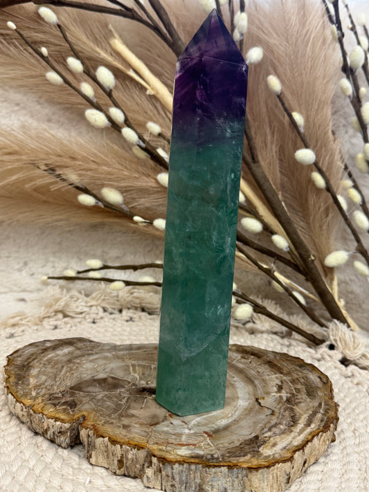 Green and Purple Fluorite Towers