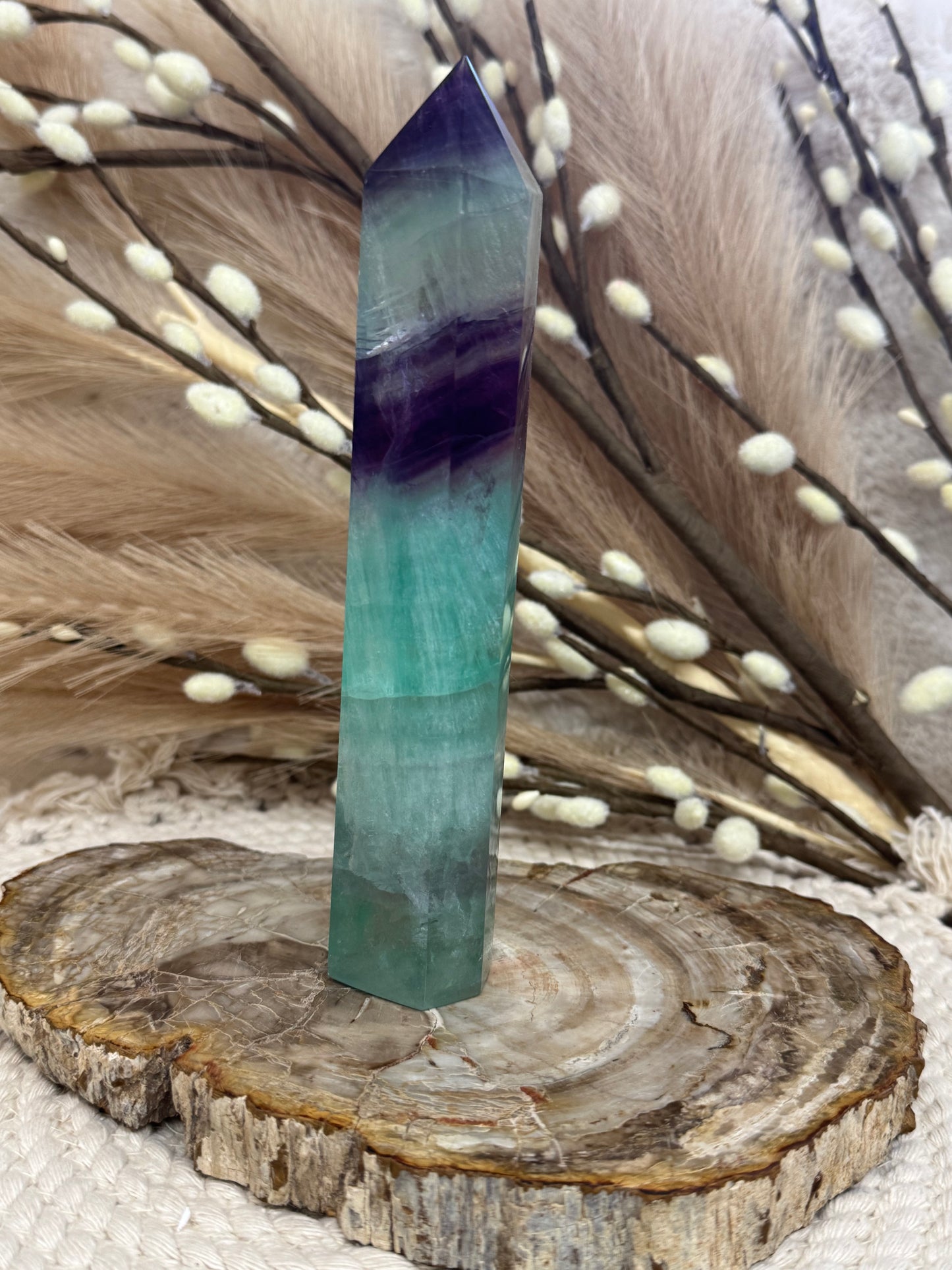 Green and Purple Fluorite Towers