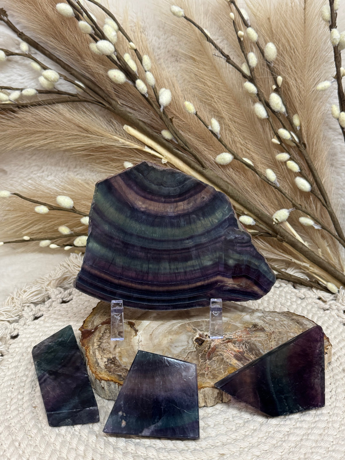 Natural Rainbow Fluorite Polished Slabs
