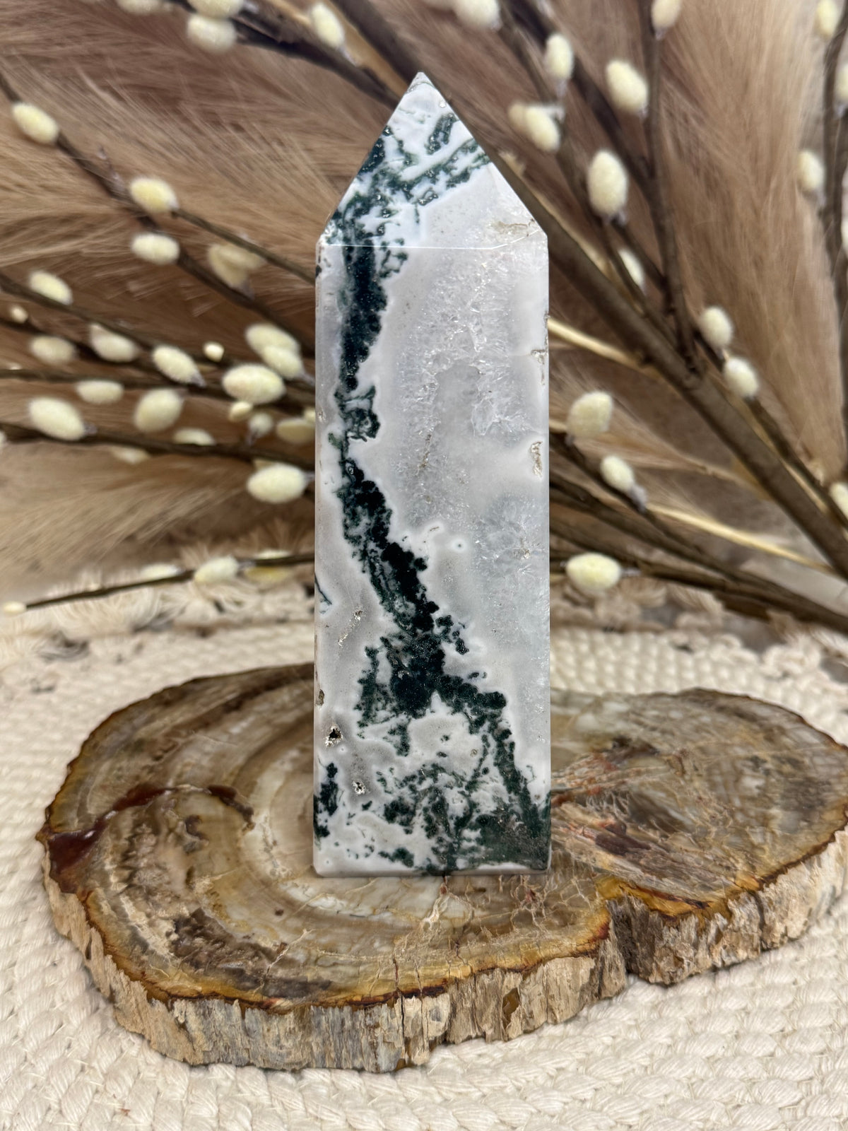 Moss Agate Druzy Towers