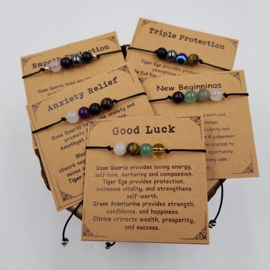 Handmade 4 Chakra Natural Stone Bracelet with Card
