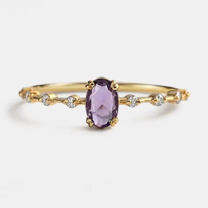 Oval Cut Natural Amethyst Ring