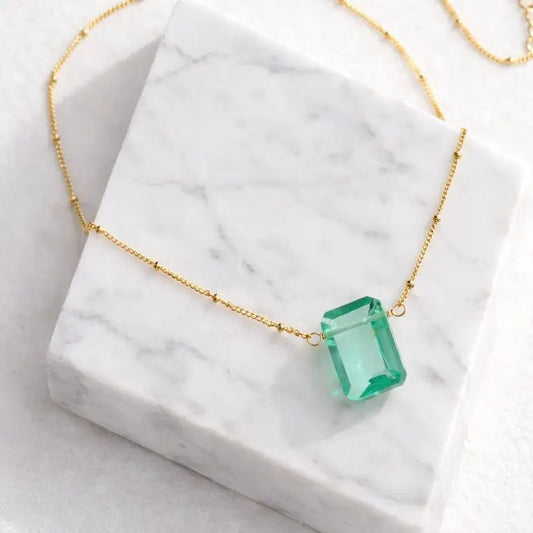 Faceted Aquamarine Quartz Necklace
