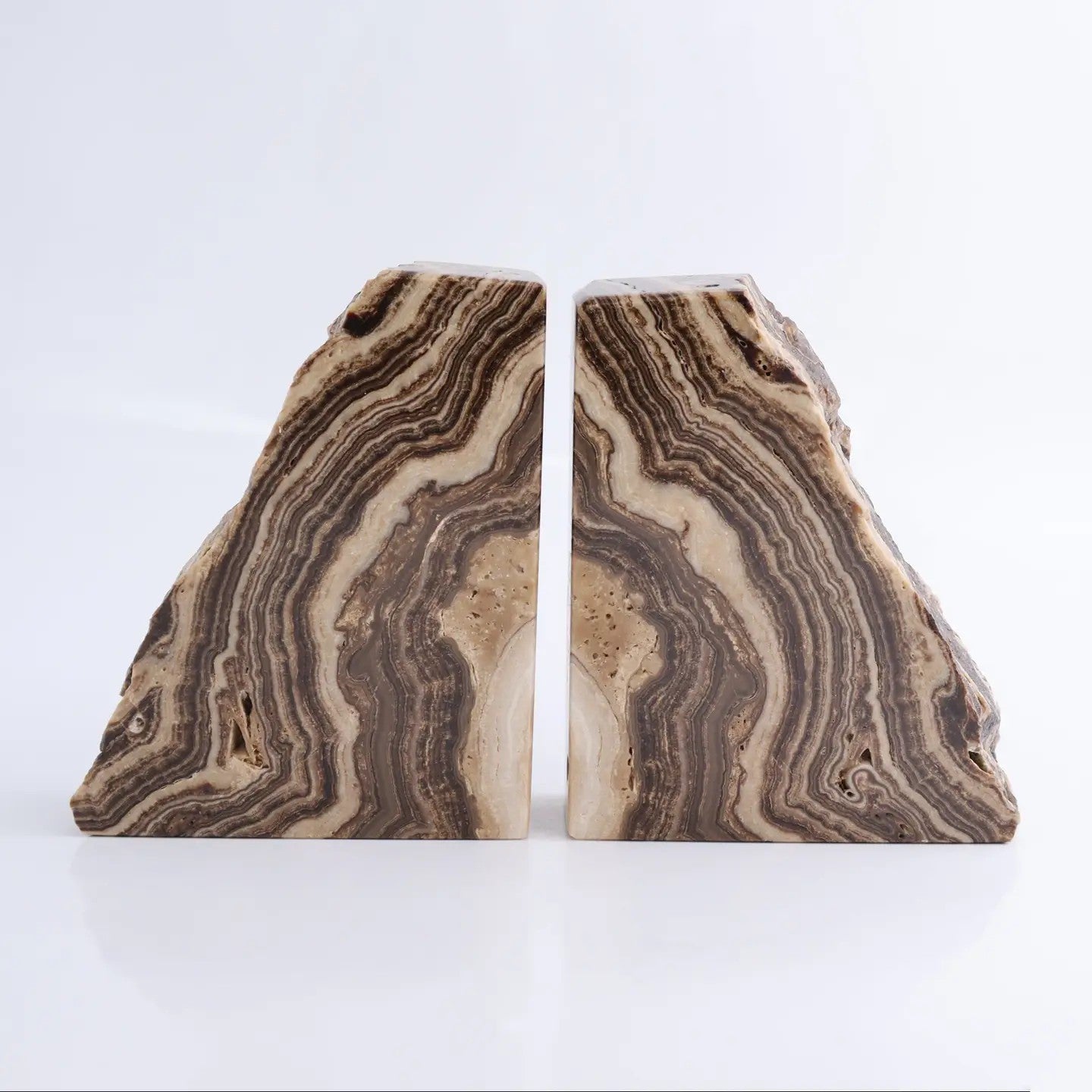 Mexican Onyx/Calcite Chocolate Rough Bookends