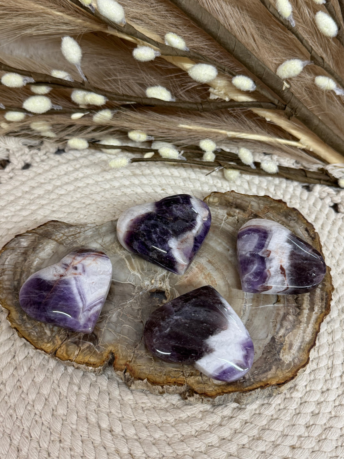 Chevron Amethyst Hearts