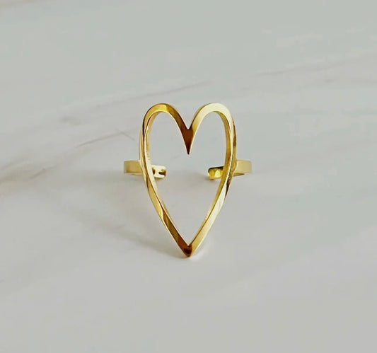 Golden Open Heart Ring