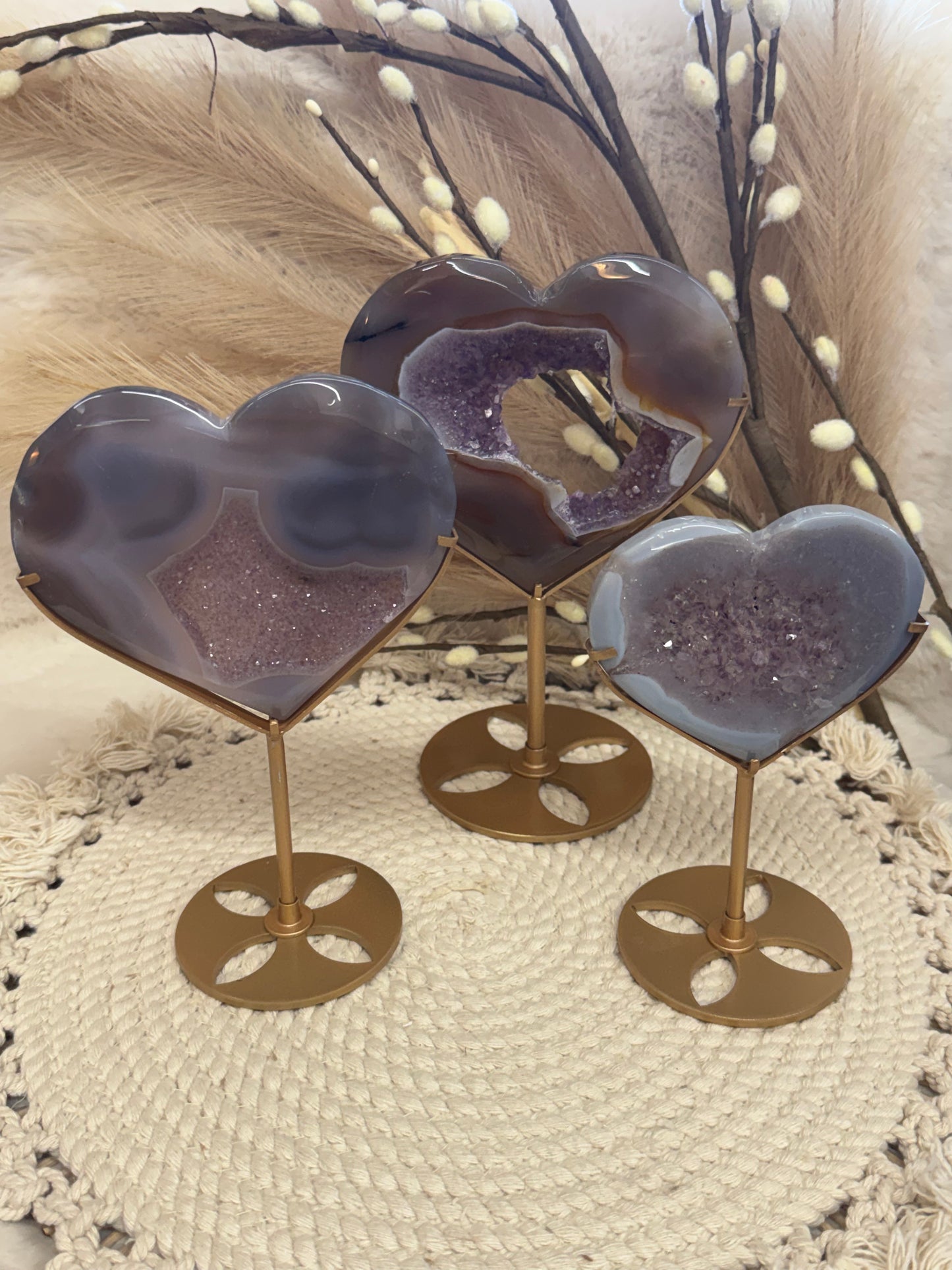 Natural Amethyst Heart Crystal with Stand