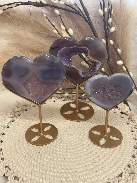 Natural Amethyst Heart Crystal with Stand