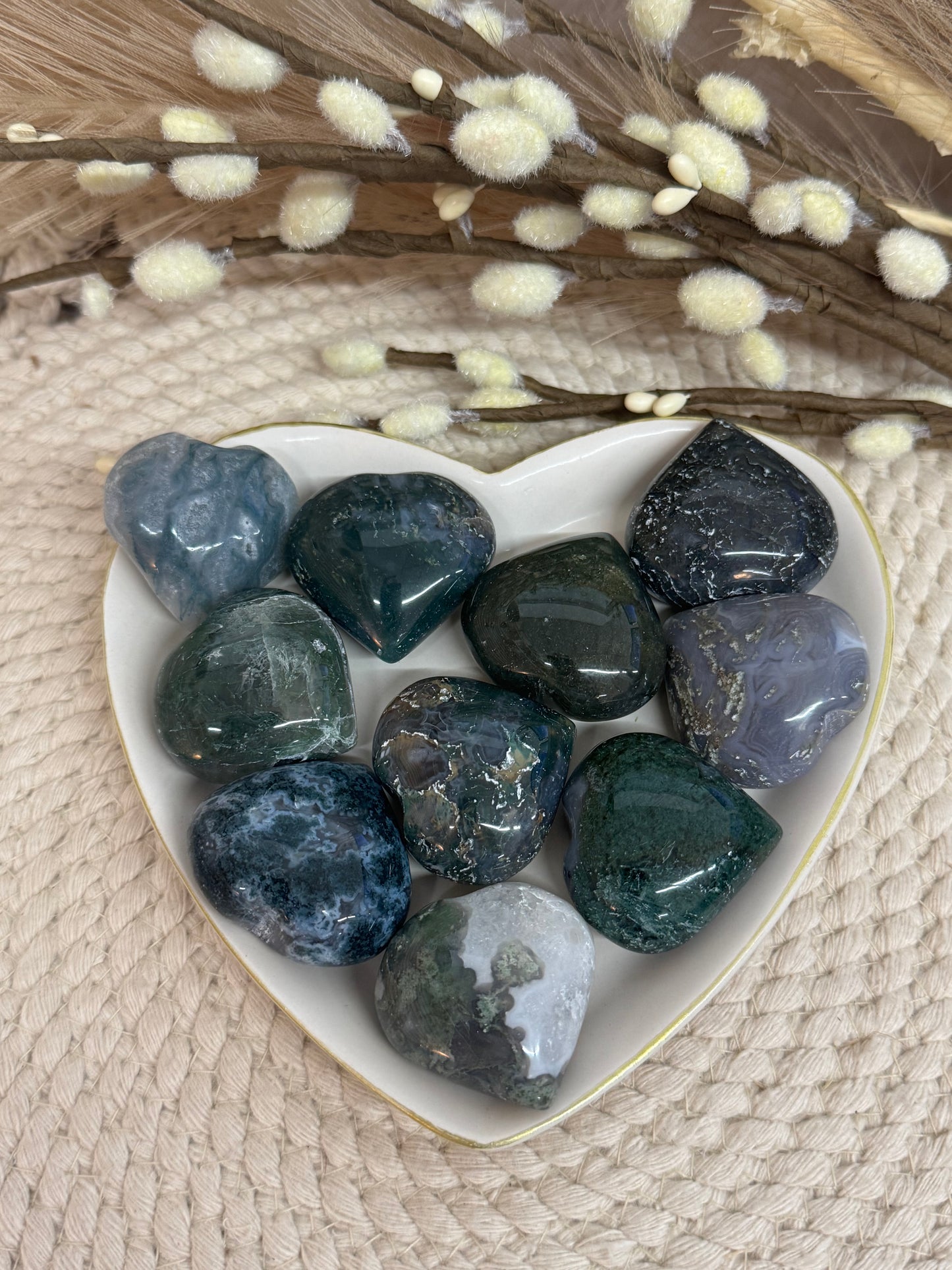 Moss Agate Hearts