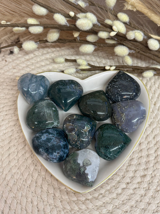 Moss Agate Hearts