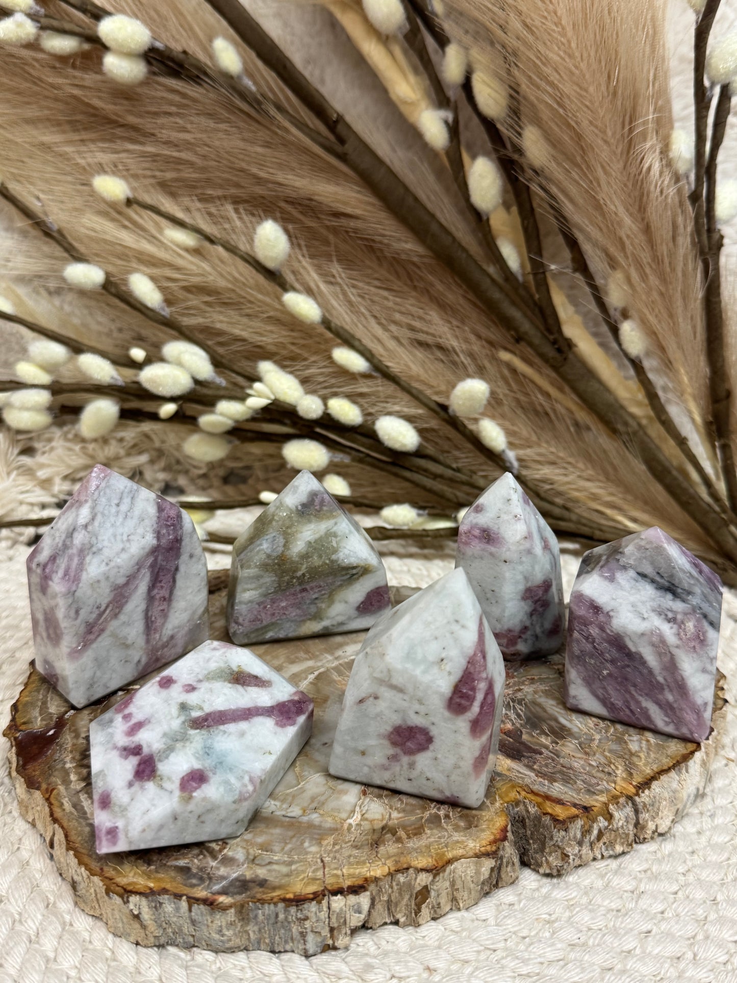 Pink Tourmaline in Quartz Freeforms