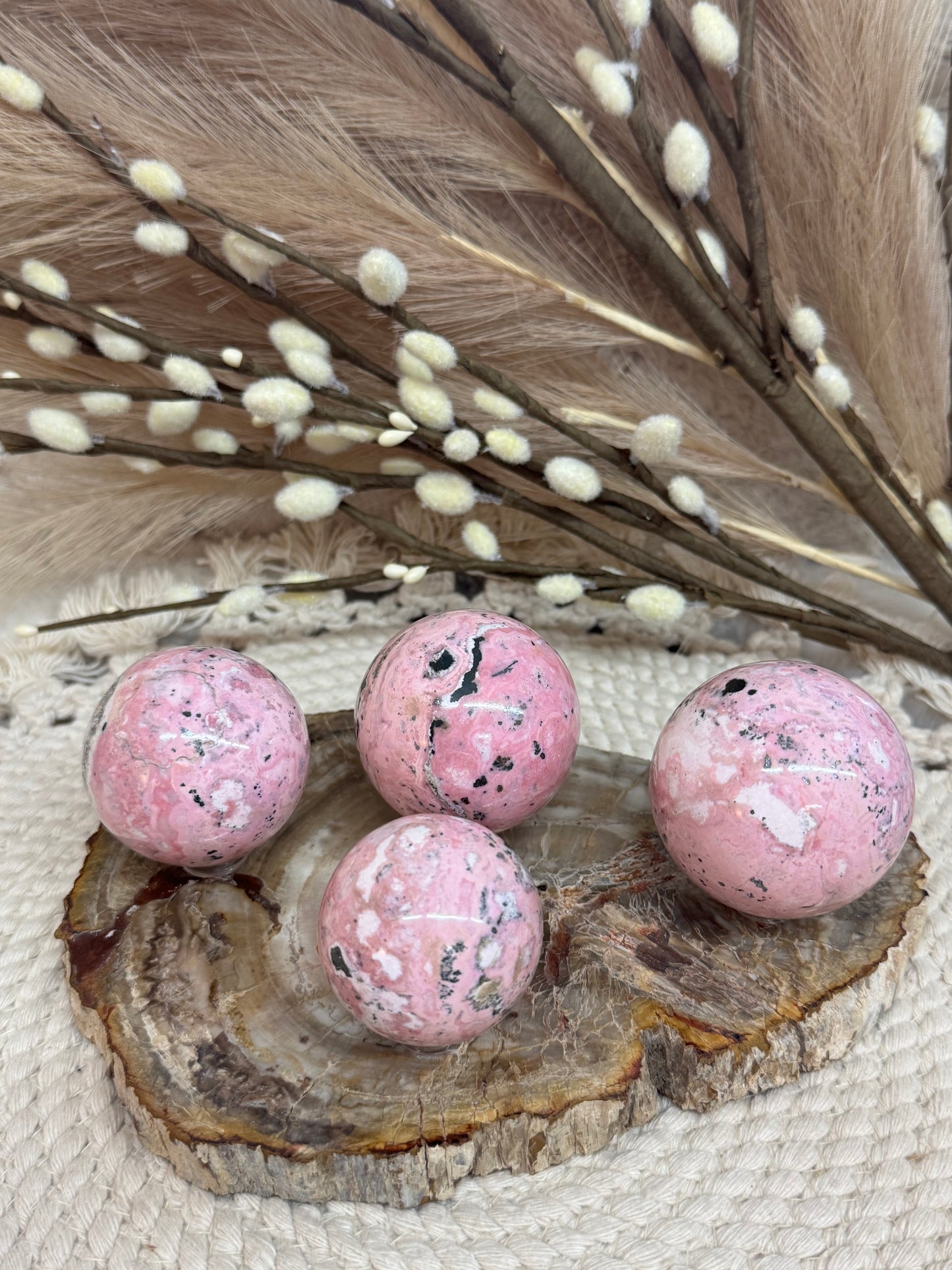 Peruvian Pink Rhodonite Spheres