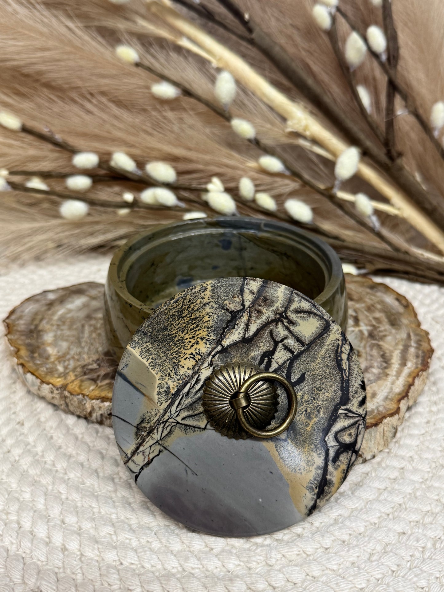 Picture Jasper Bowl with Lid
