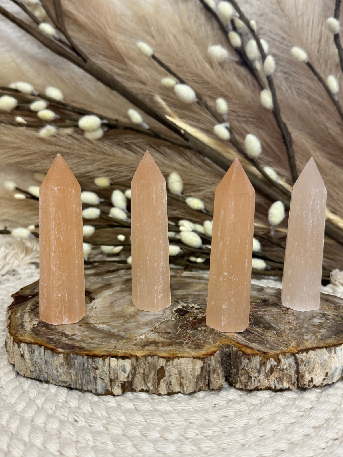 Peach Selenite Tower