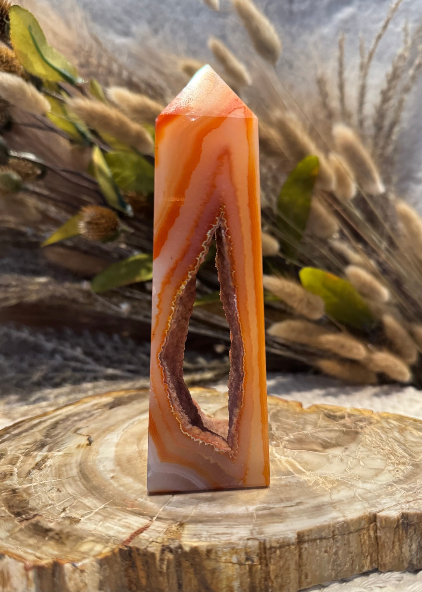 Carnelian Druzy Tower