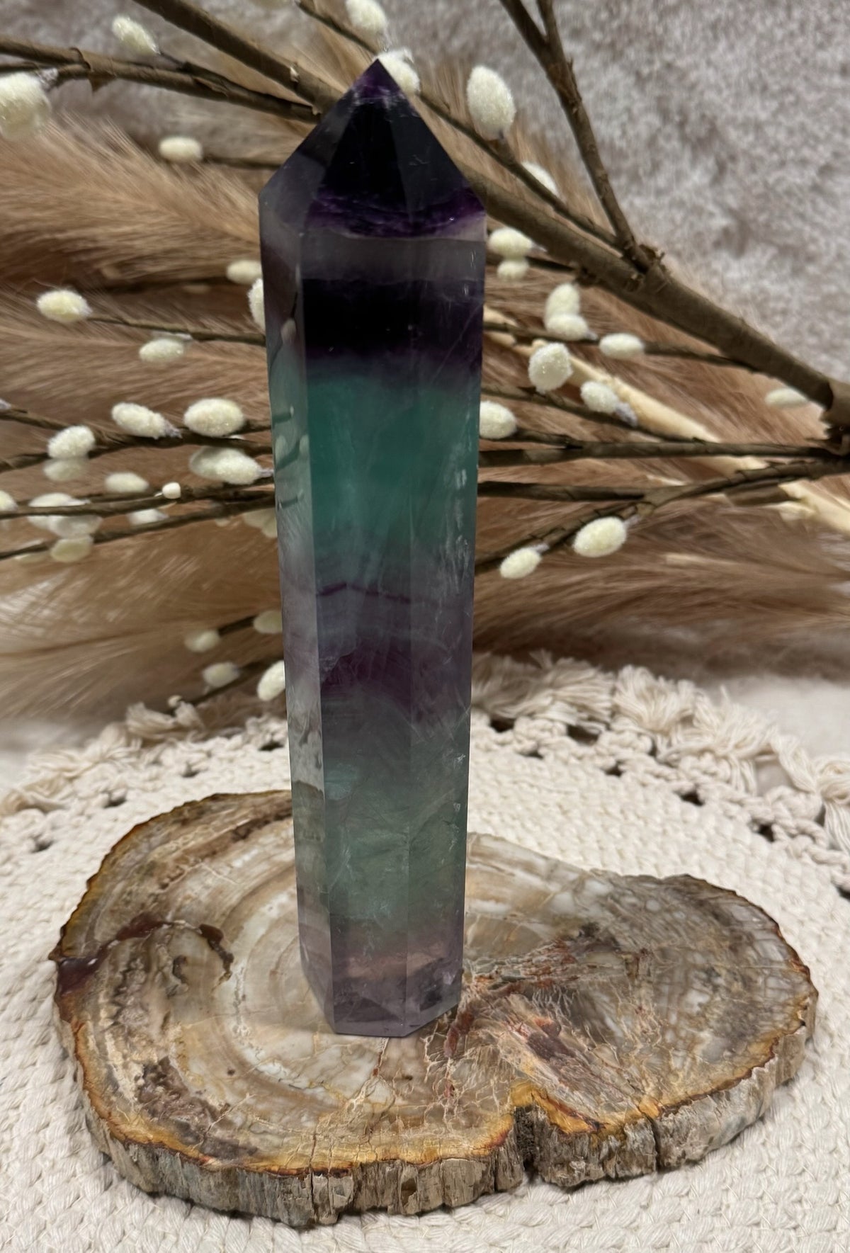Natural Watermelon Fluorite Tower