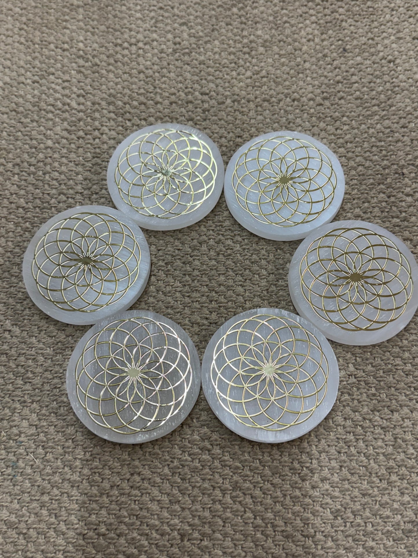 Selenite Golden Flower Charging Plate