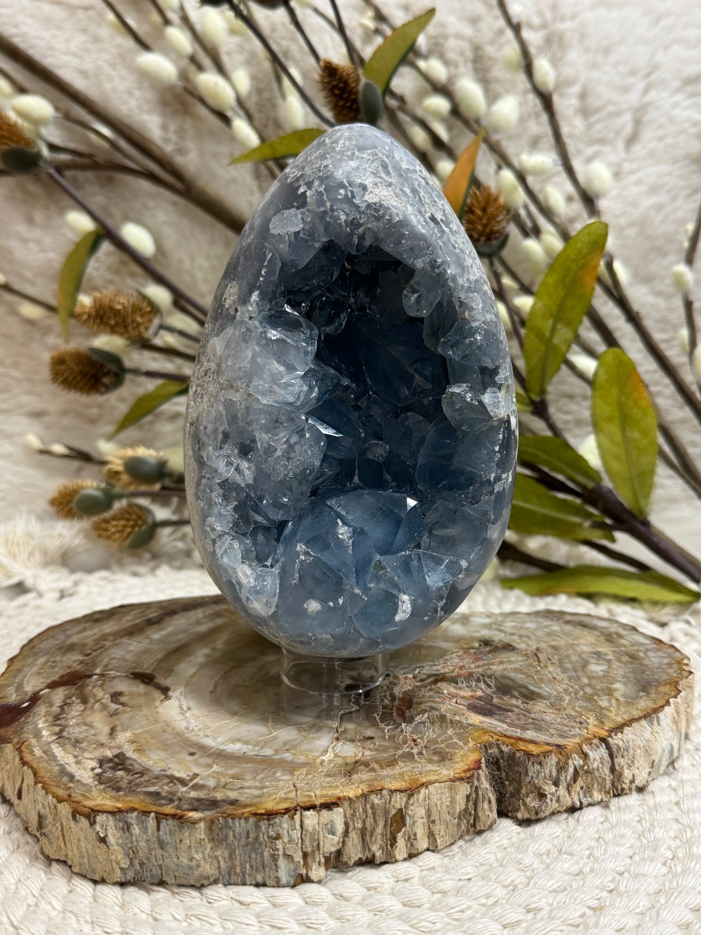 Celestite Druzy Egg