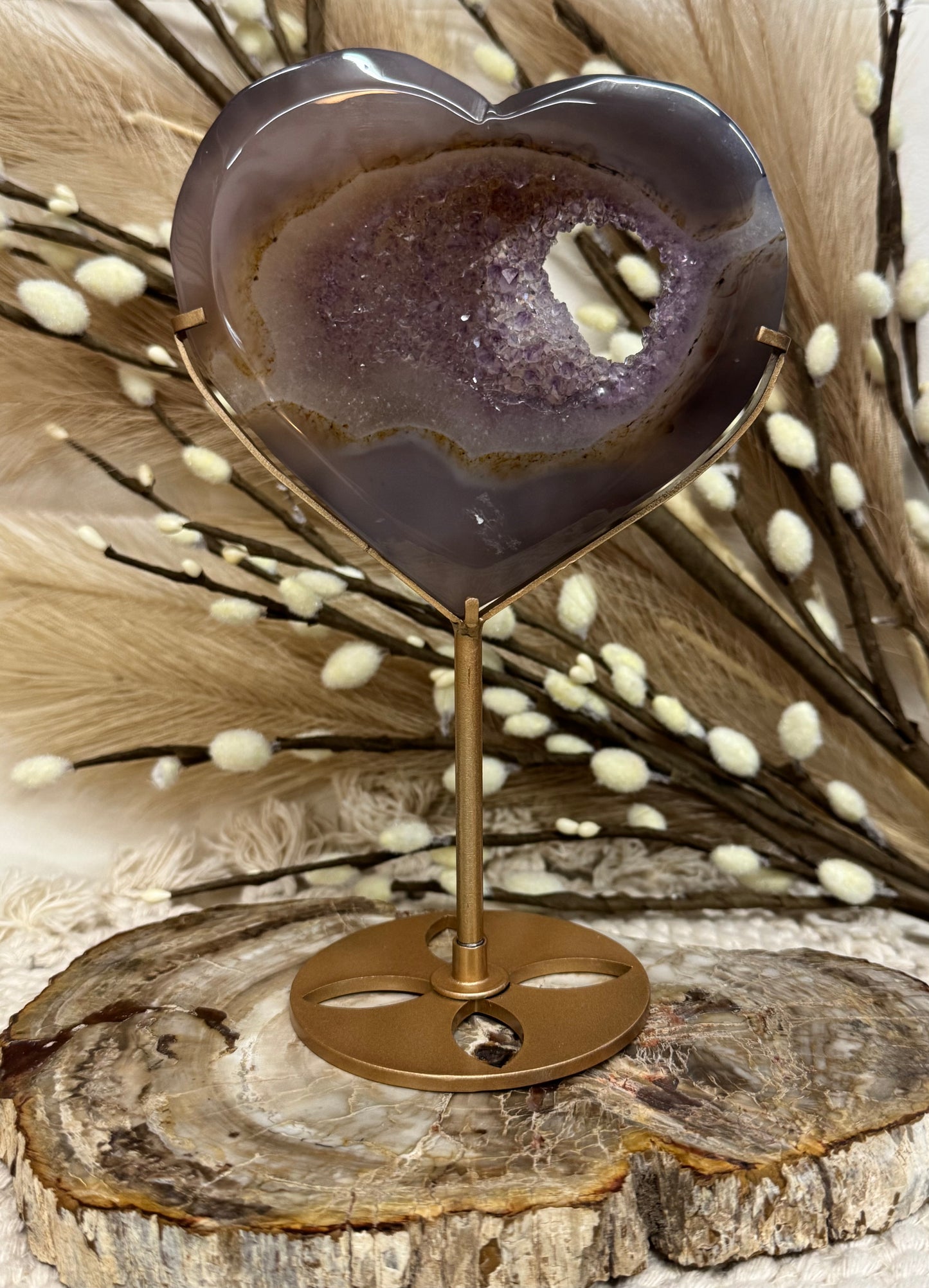 Natural Amethyst Heart Crystal with Stand