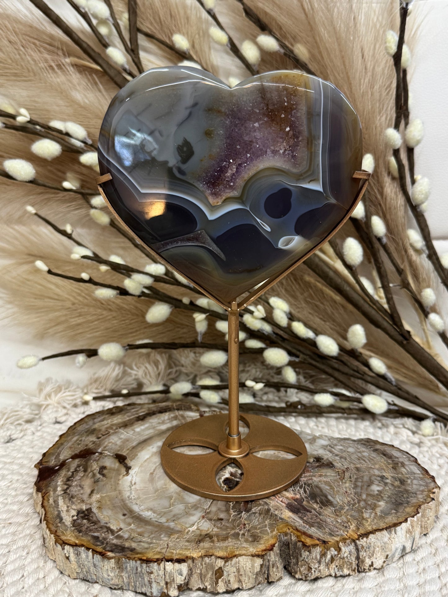 Natural Amethyst Heart Crystal with Stand