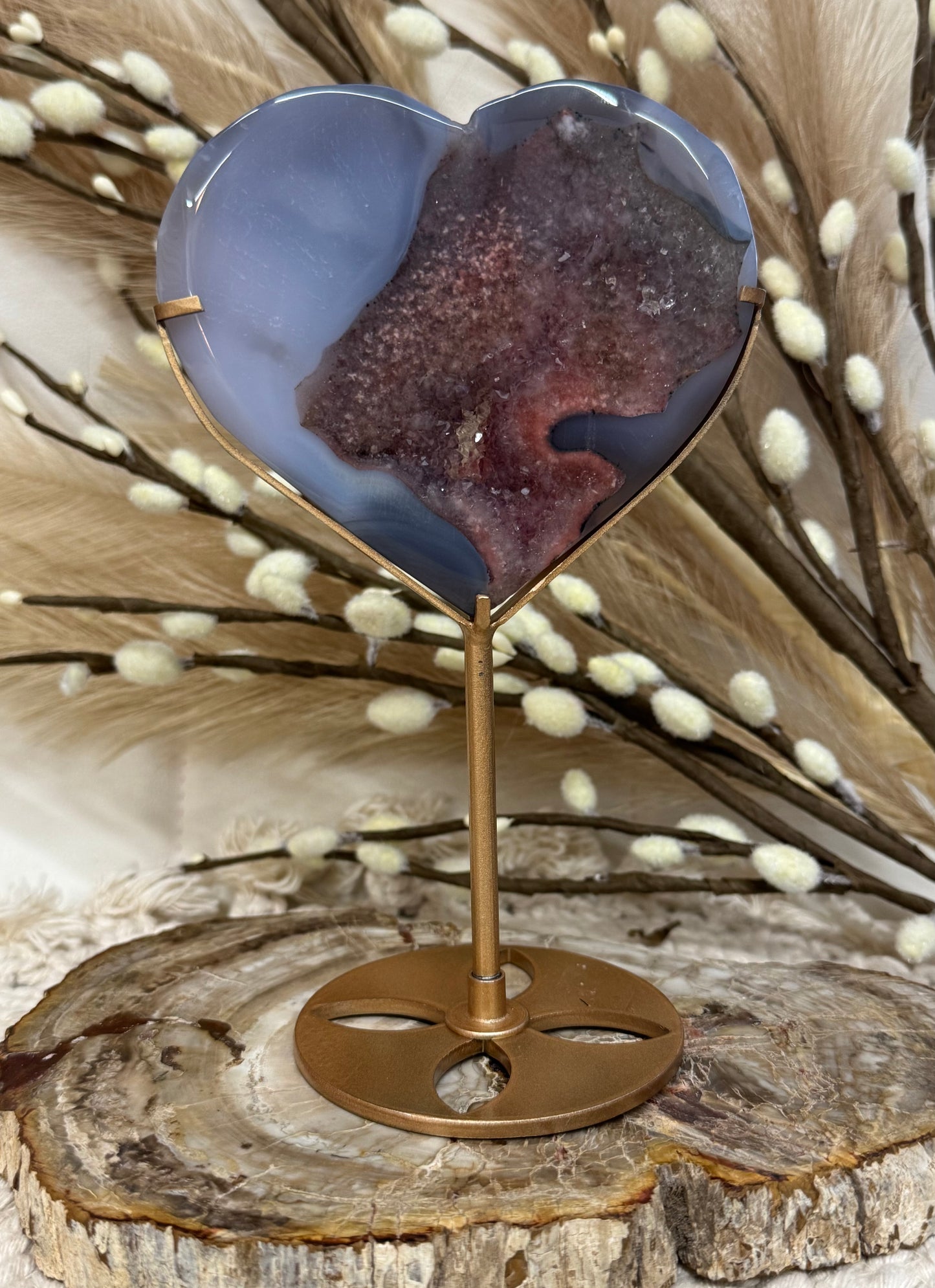 Natural Amethyst Heart Crystal with Stand