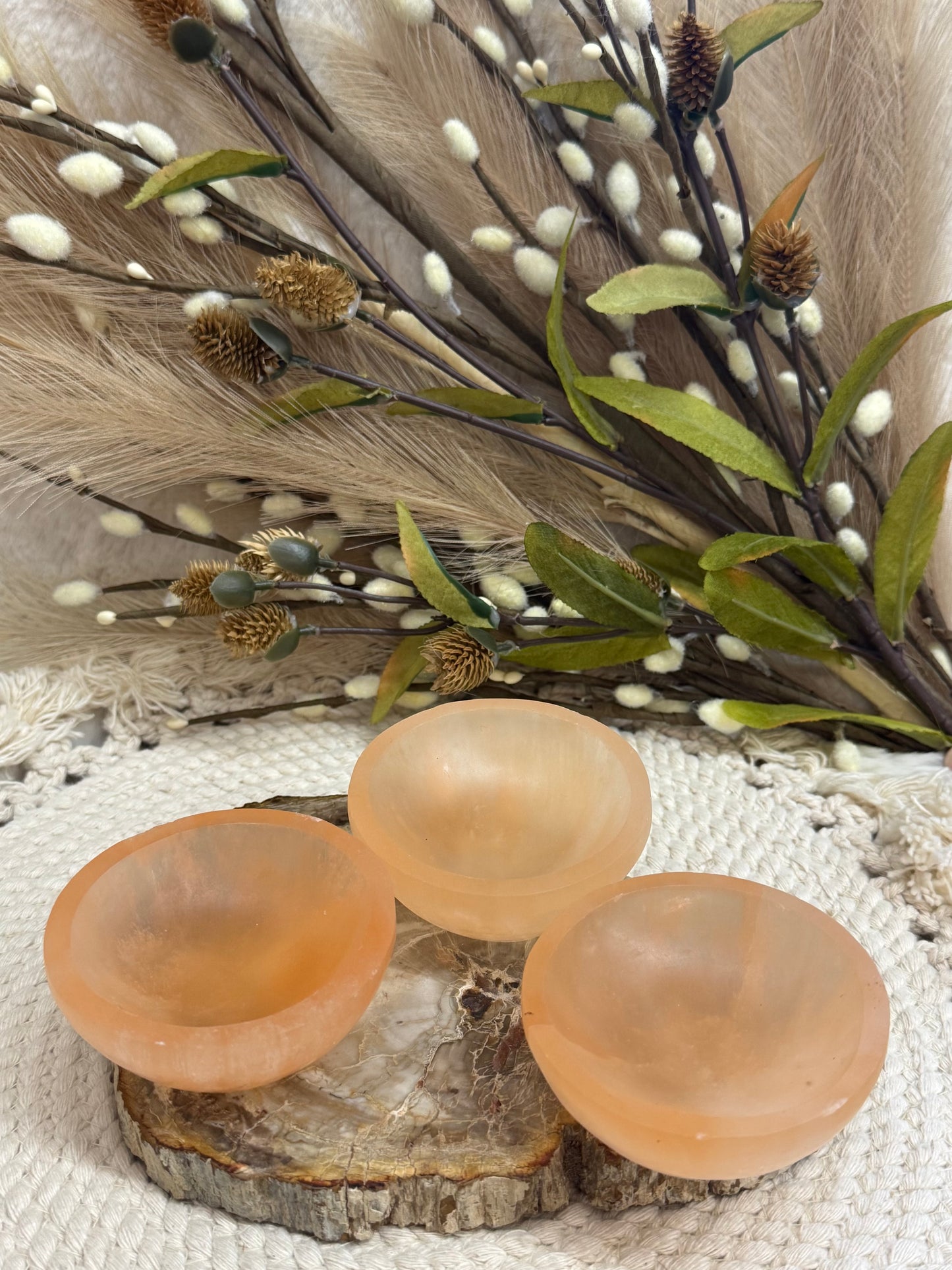 Peach Selenite Bowl