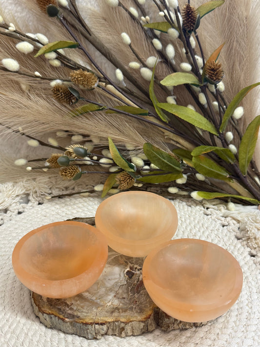 Peach Selenite Bowl