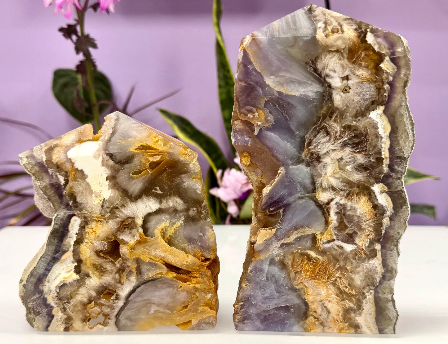 Feather Fluorite with Pyrite Slabs