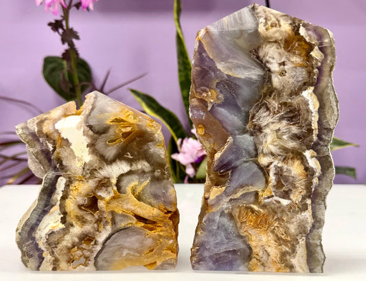 Feather Fluorite with Pyrite Slabs