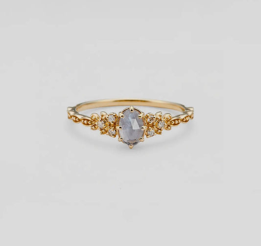 Labradorite Olive Tree Leaf Ring