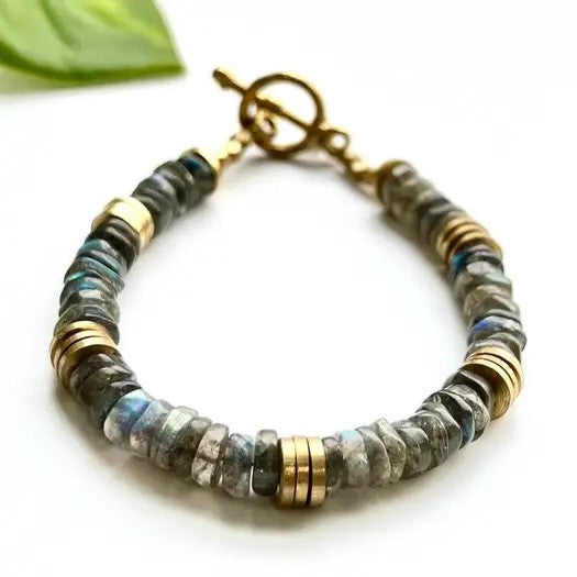 Labradorite Stone Disc Bracelet