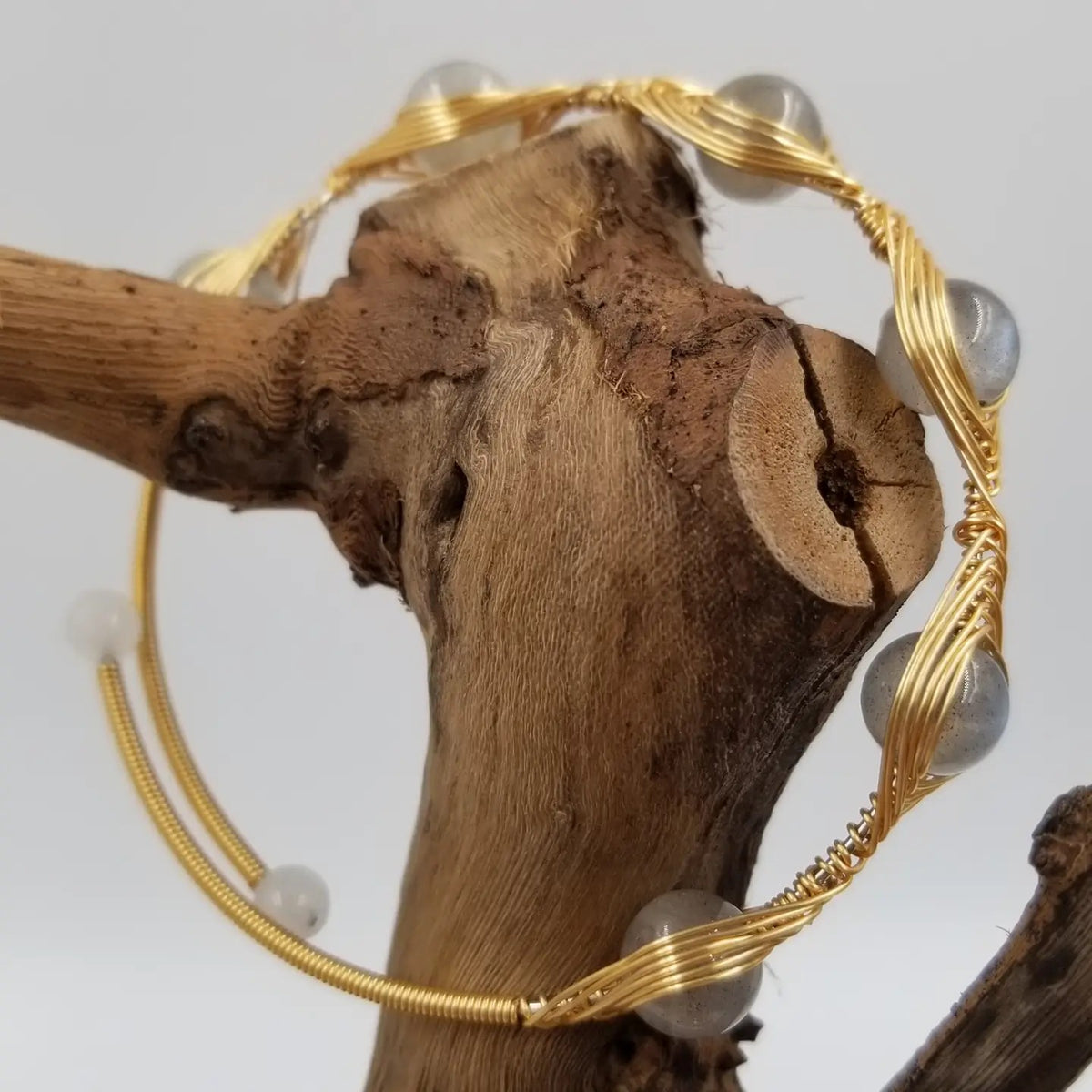 Handmade Wrapped Natural Labradorite Bracelet