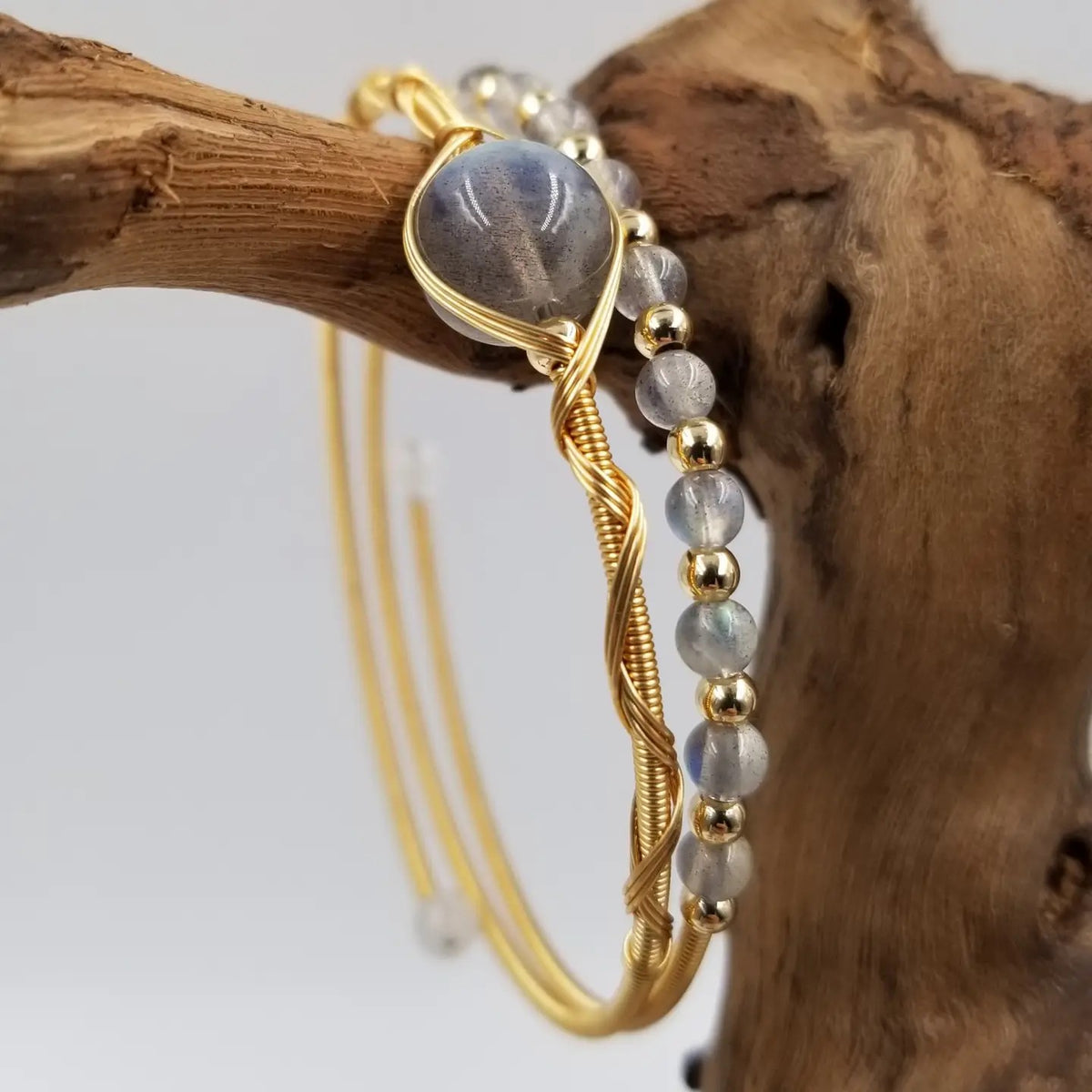 Handmade Wrapped Natural Labradorite Bracelet