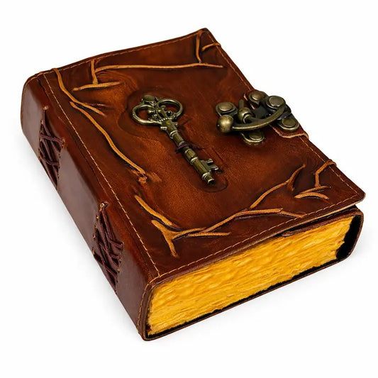 Leather Embossed Journal - Key with Lock