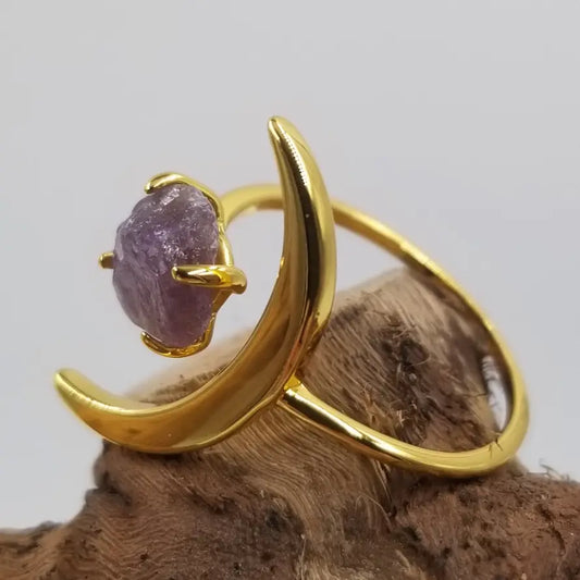Amethyst Moon Ring