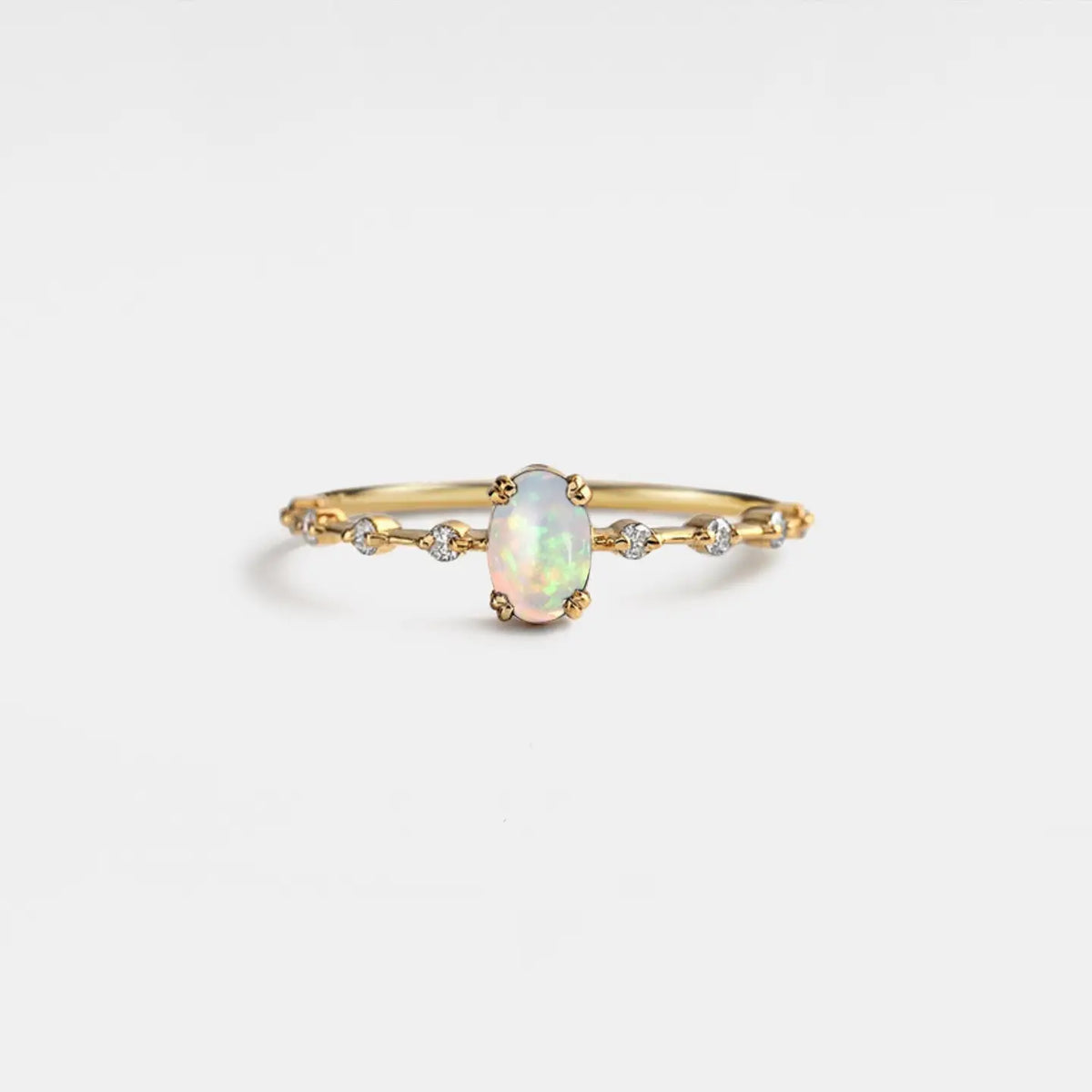 White Opal Oval Ring