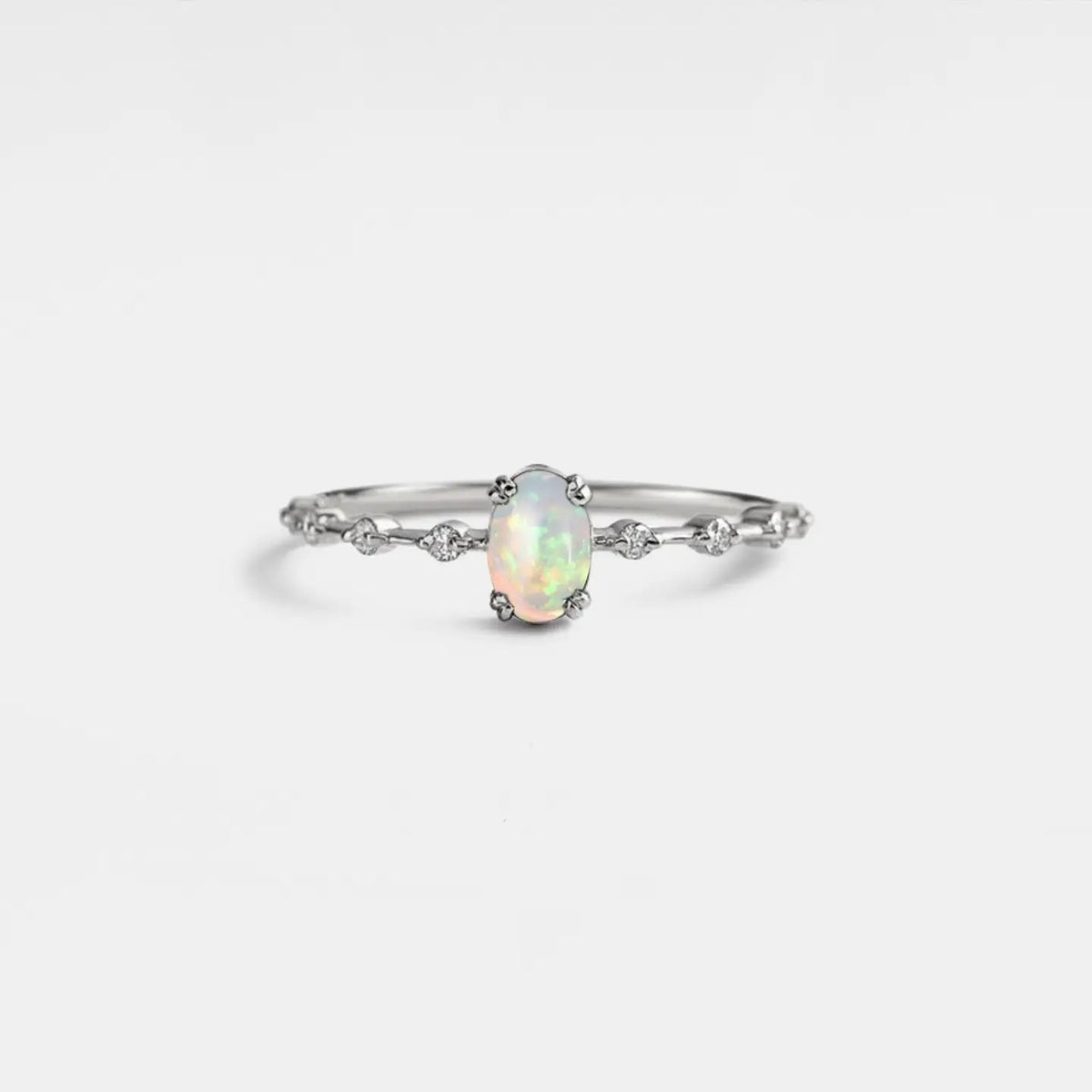 White Opal Oval Ring