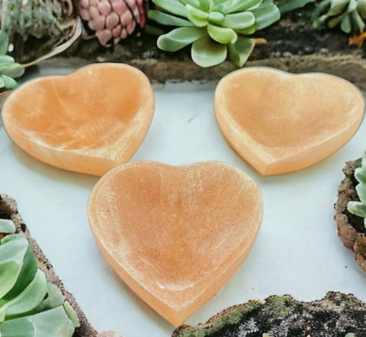 Peach Selenite Heart Bowl