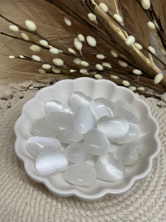 Selenite Hearts - Medium