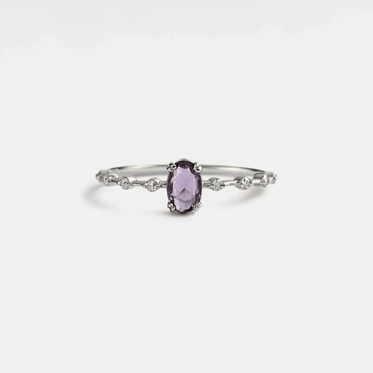 Oval Cut Natural Amethyst Ring